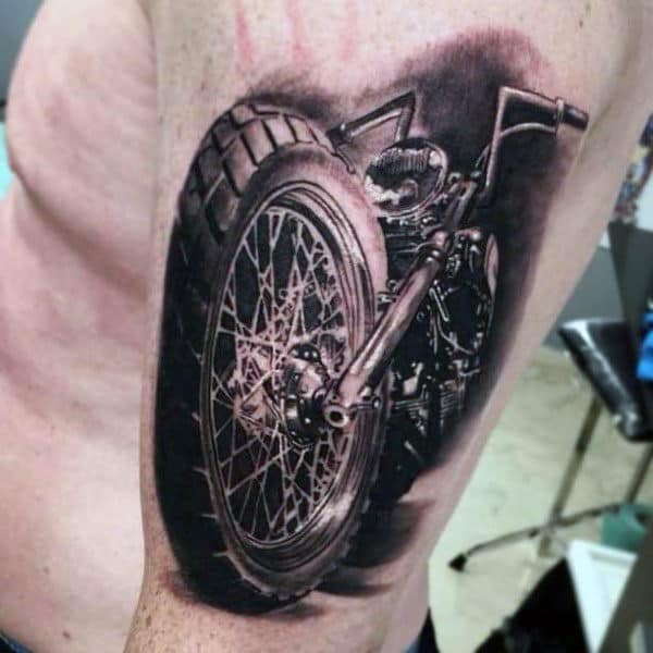 Realistic 3d Harley Davidson Tattoos For Guys Of Motorcycle On Arm
