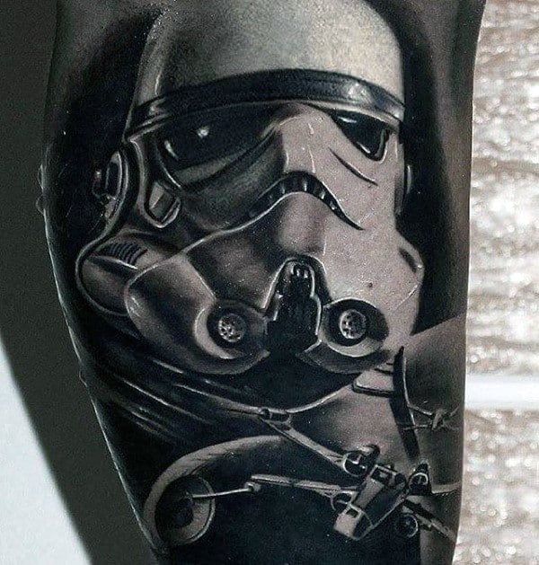 Realistic 3d Mens Stormtrooper Sleeve Tattoo