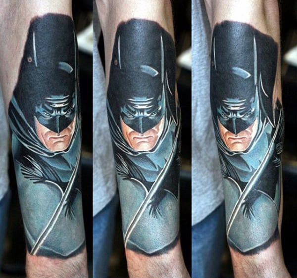 Realistic 3d Mens Wrist Batman Tattoo Design Ideas