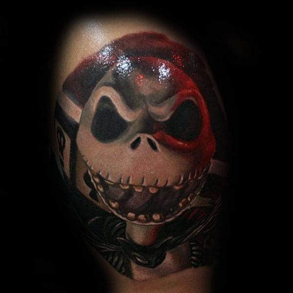 Realistic 3d Night Before Christmas Upper Arm Tattoos For Guys