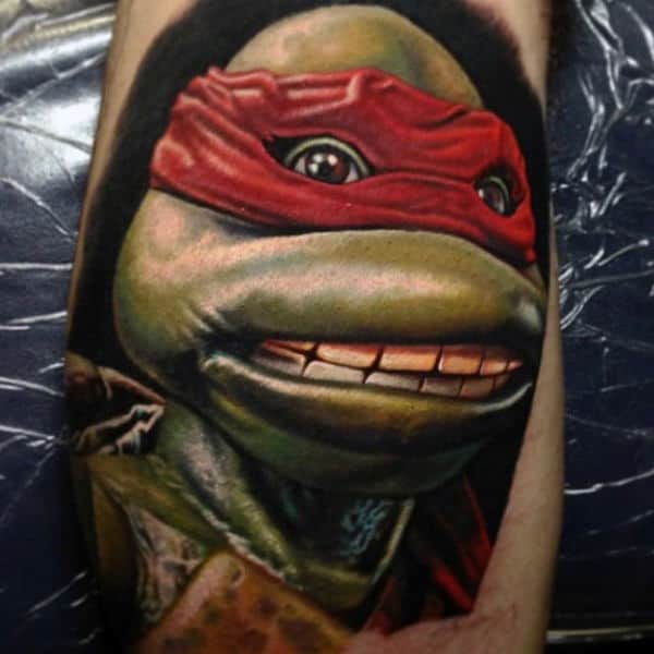 Realistic 3d Teenage Mutant Ninja Turtle Mens Tattoo On Arms