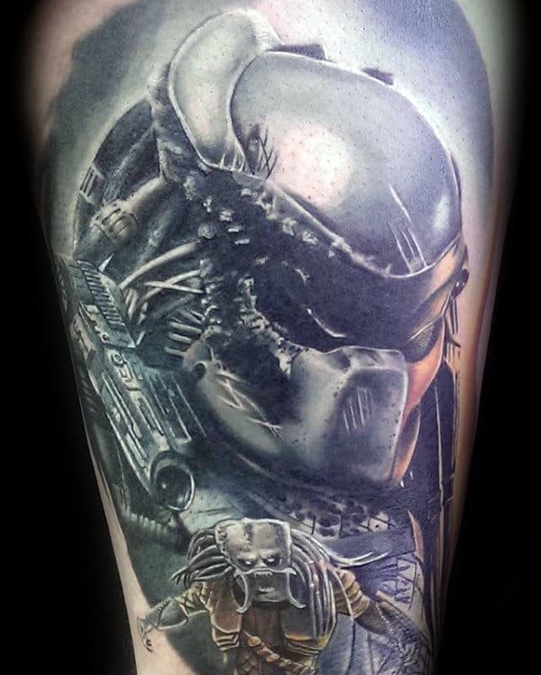 Realistic Alien Vs Predator Malearm Tattoos