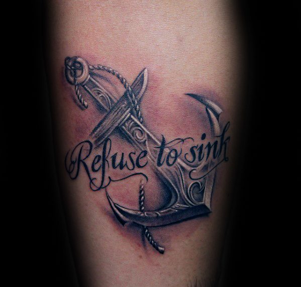 Rib tattoo of anchor I refuse to sink  Thigh tattoo designs Tattoos  Tattoo quotes