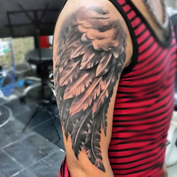 Realistic Awesome Angel Wings Tattoos For Guys