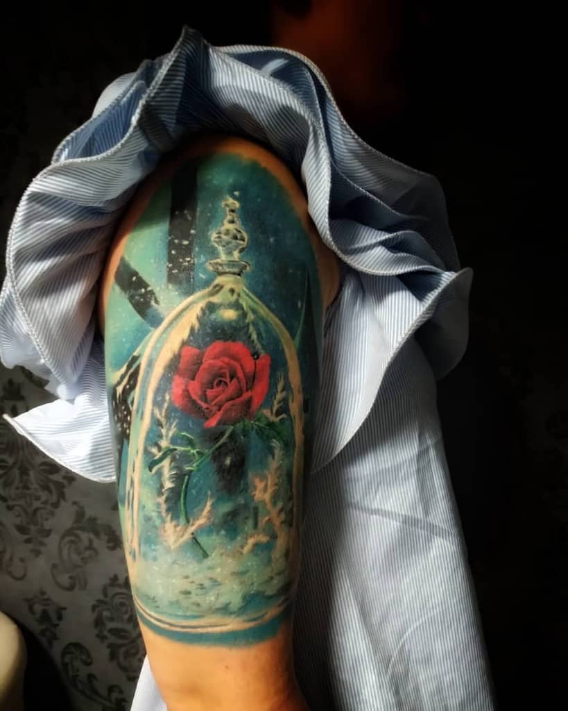 realistic beauty and the beast rose tattoos maraselten