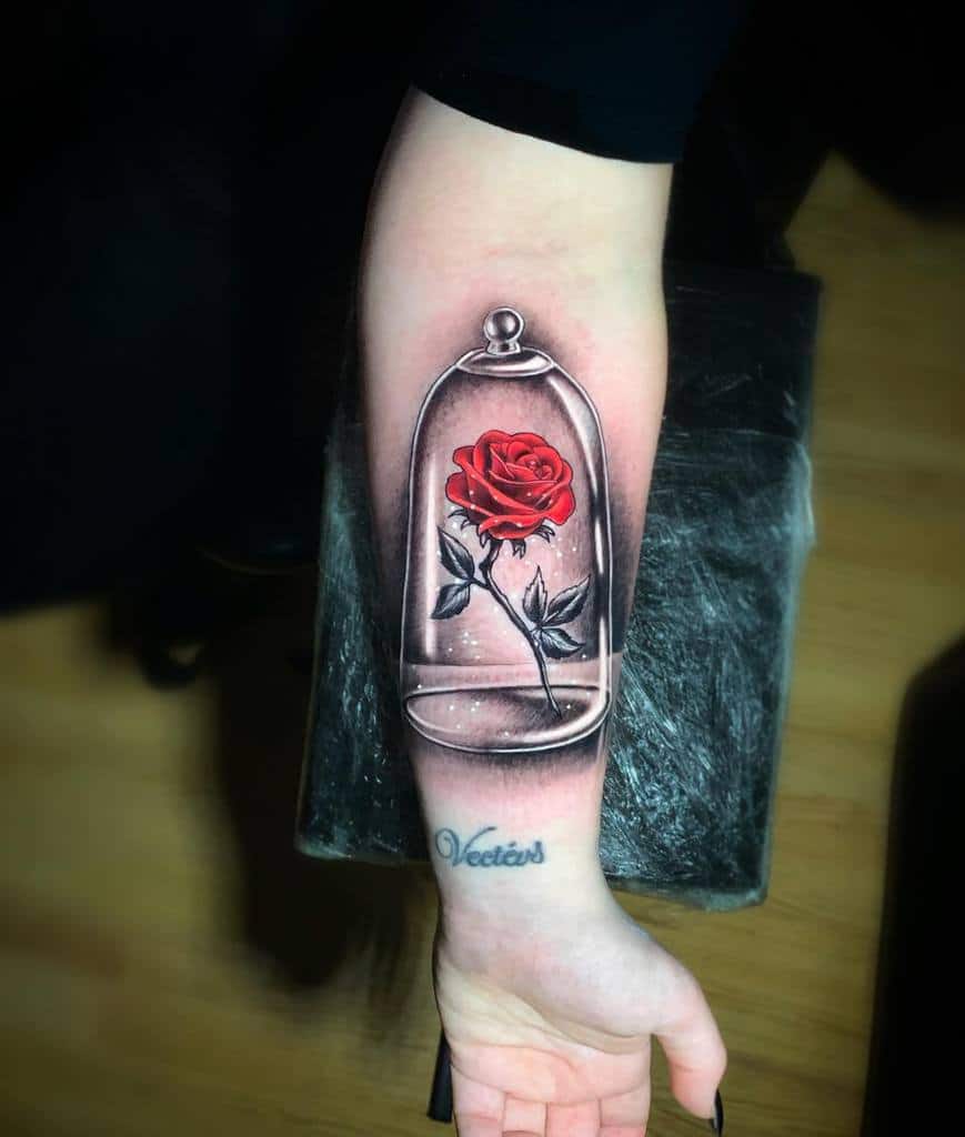 realistic beauty and the beast rose tattoos skinshokz_paul_tattoo
