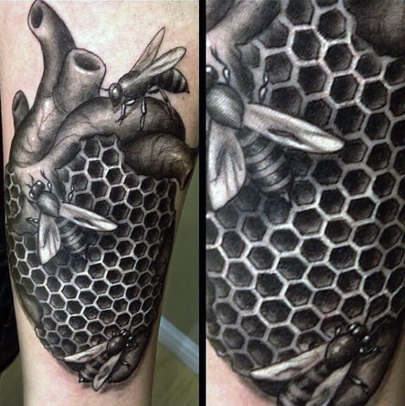 Nancy Abraham Tattoos on Instagram BEE AND HONEYCOMB tattrx inkonsky  inkedup newtattooworkers tattooworkers suppor  Honeycomb tattoo Bee  tattoo Tattoos