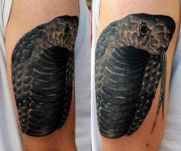 Realistic Cobra Mens Upepr Arm Tattoo