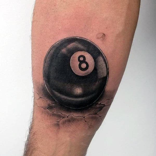 Realistic Eight Ball Mens 3d Arm Tattoos