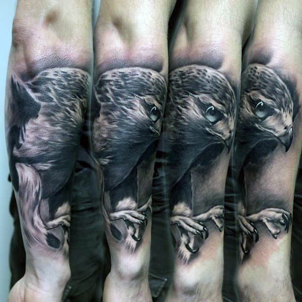 Realistic Falcon Outer Forearm Tattoos For Males