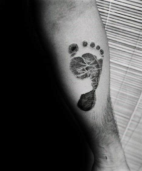 Realistic Footprint Mens Inner Forearm Tattoos