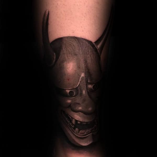 Realistic Hannya Mask 3d Male Tattoo On Arm