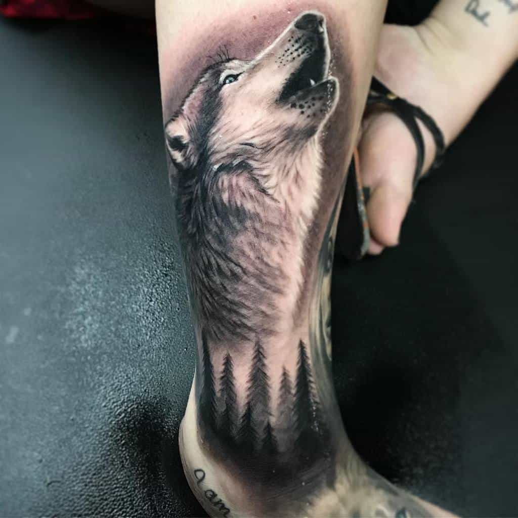 realistic howling wolf tattoo meeksart