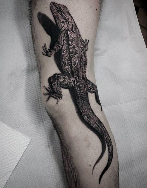 Realistic Lizard Tattoo With Shadow Tattoo On Forearms Males