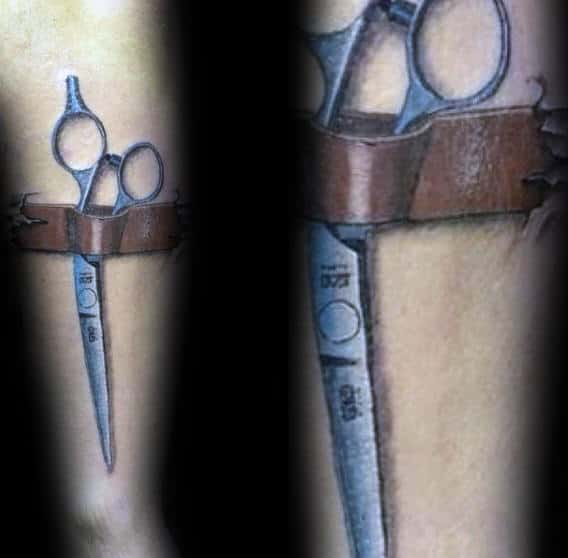 Realistic Metallic Scissors Mens Forearm Tattoos