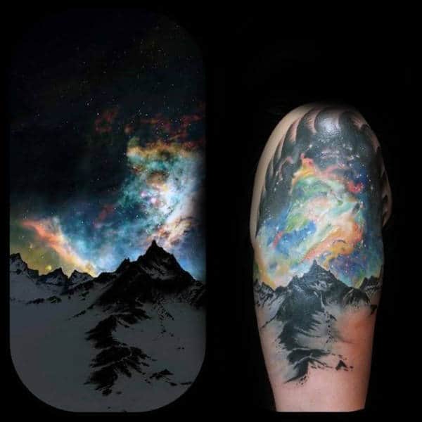 CASTRO TATTOO SF on Instagram Iceland northern lights and space leg by  hadamstattoo 
