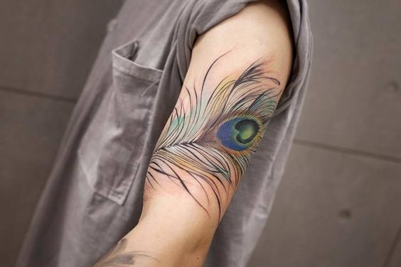 Realistic Peacock Feather Tattoo