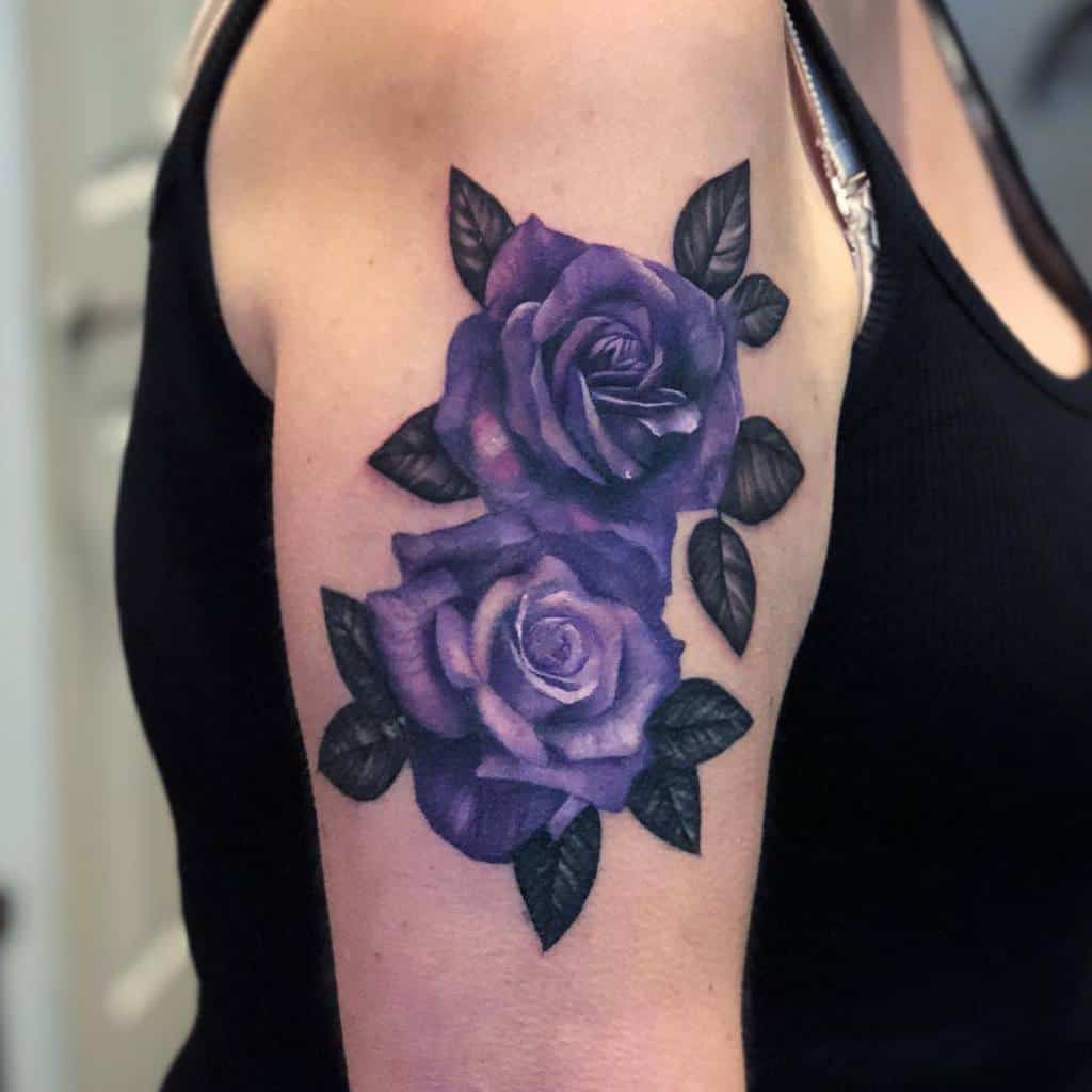 realistic purple rose tattoos dagmara_cielecka_art