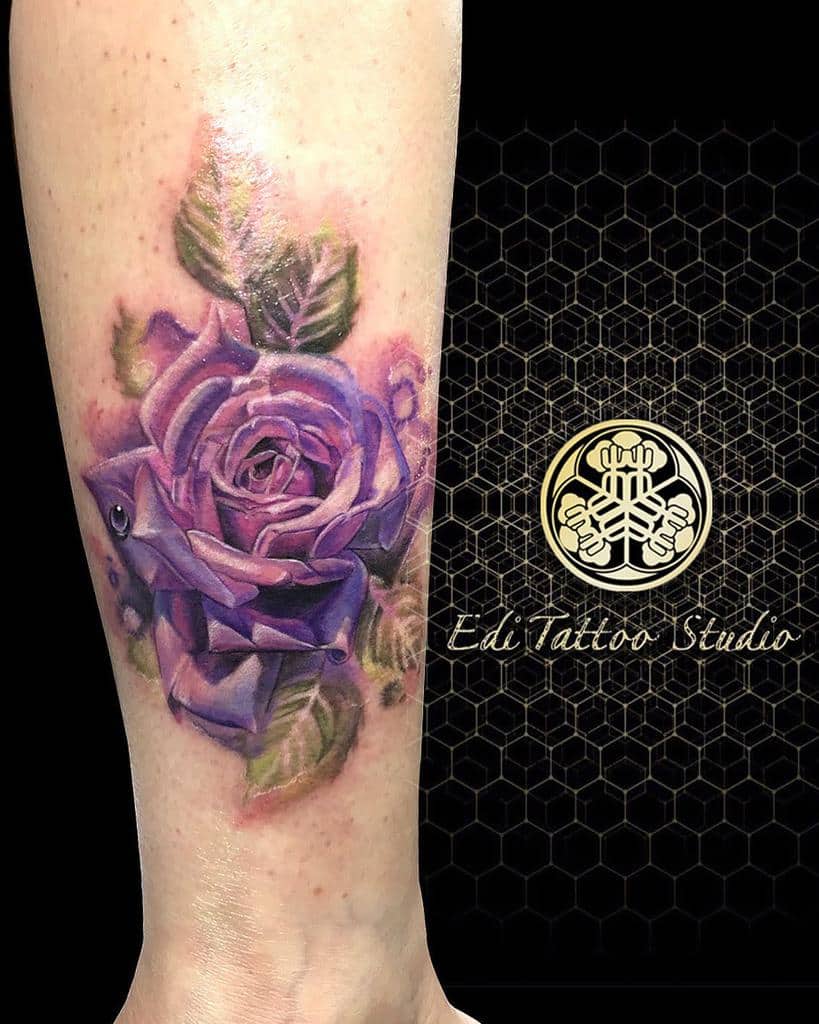 realistic purple rose tattoos no.38312512