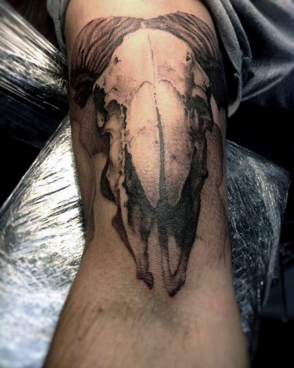 Realistic Ram Skull Male Tattoo Ideas On Arm