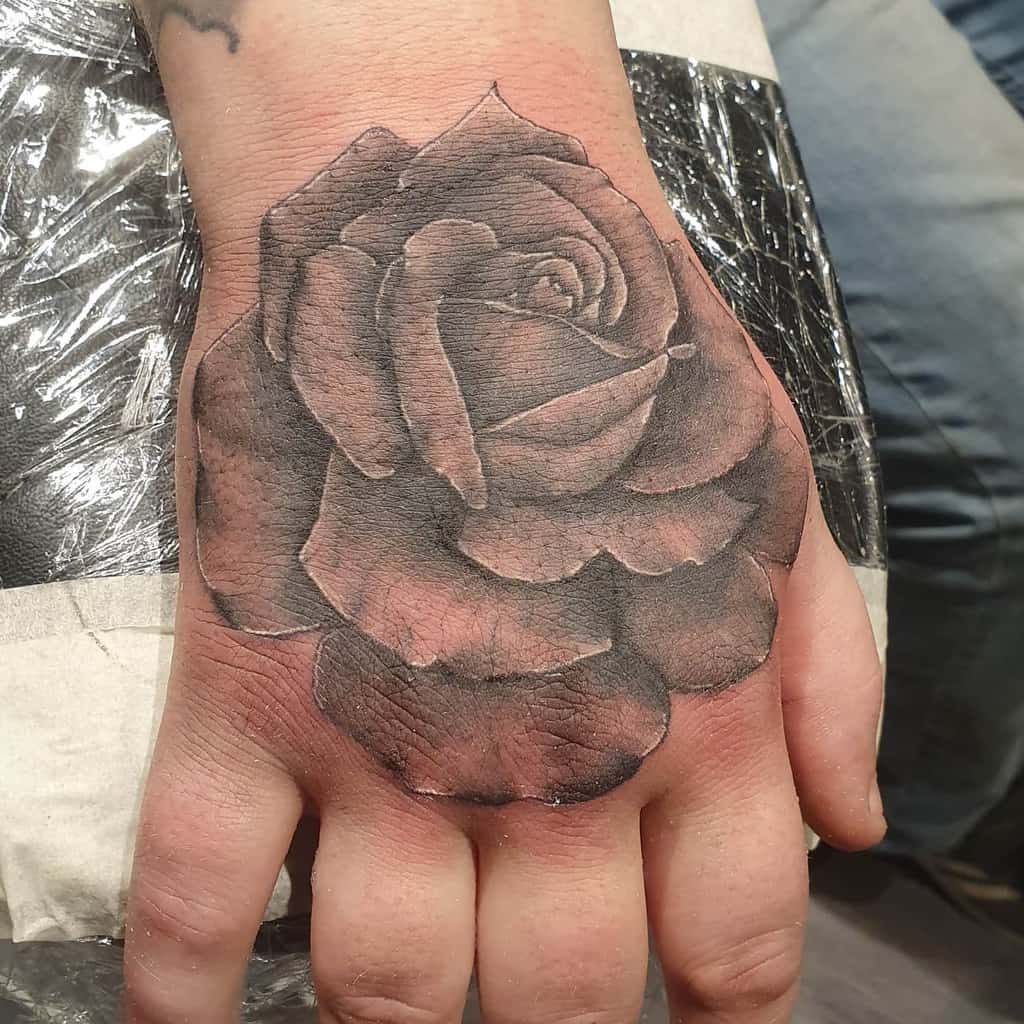 realistic rose hand tattoos ashleybramleytattoos