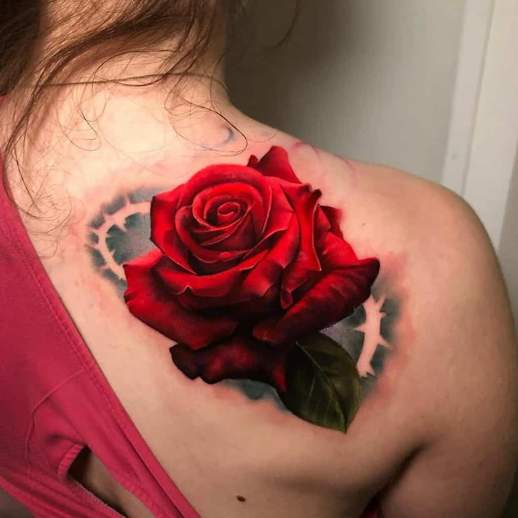 realistic rose shoulder tattoos inked_cities