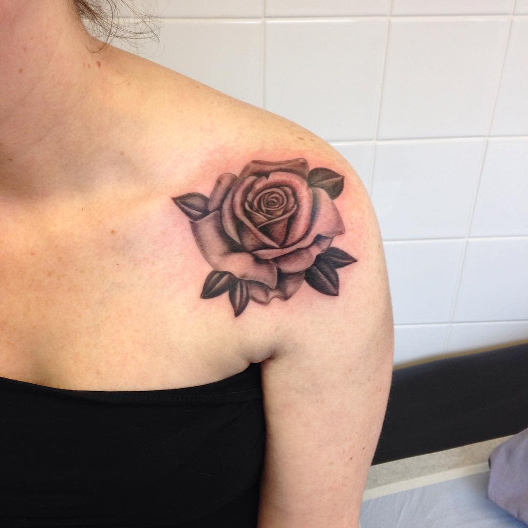 realistic rose shoulder tattoos tattoosbymalc