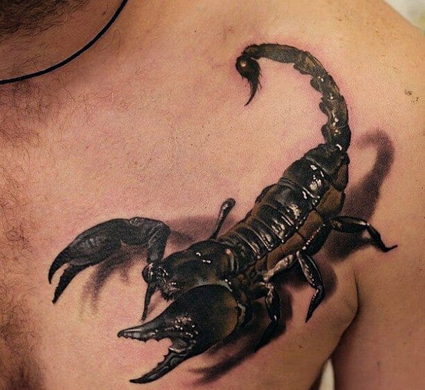 Realistic Scorpion Mens Scorpio Chest Tattoos