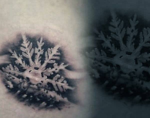 Realistic Snowflake Mens Chest Tattoos