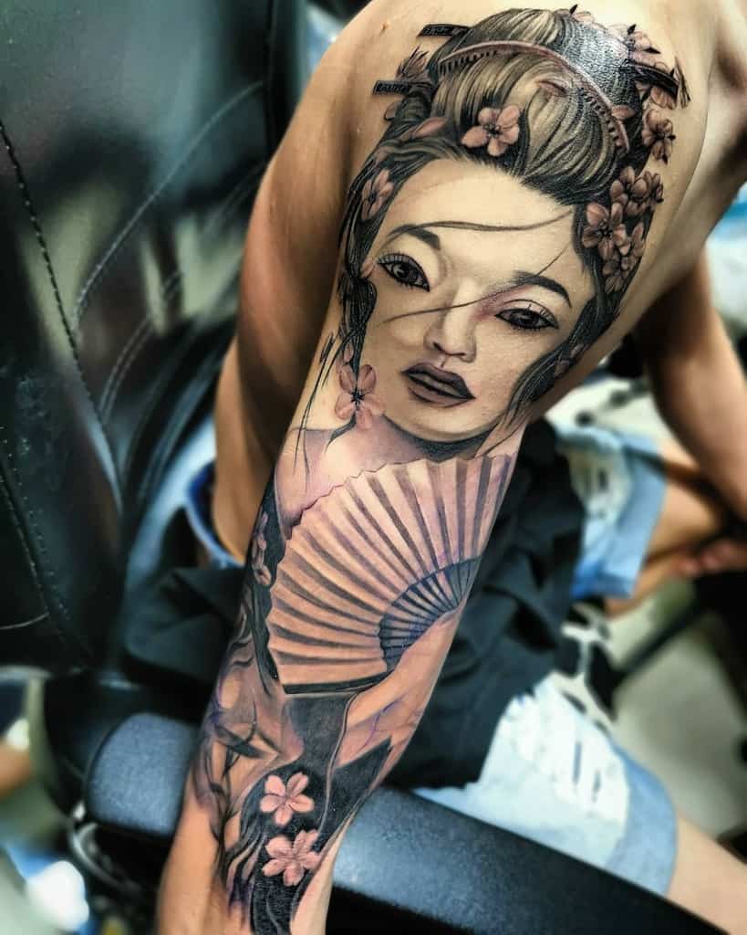 realistic upper arm tattoos for men ahbeesiang_bugistattoo