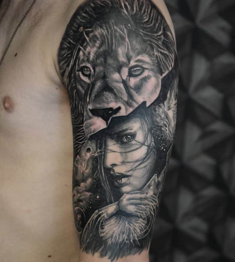L'amour des tattoos sur le bras supérieur - Realistic Upper Arm Tattoos For Men Laimisink 768x856