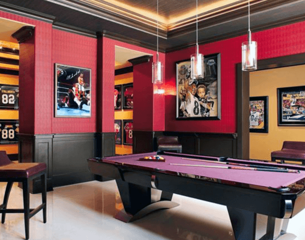 Red And Black Billiards Room Design Inspiration