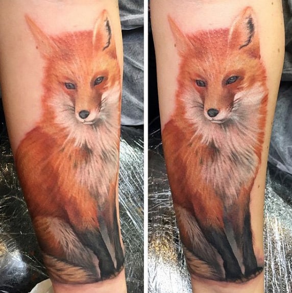 Red And Black Fox Tattoo Mens Calves
