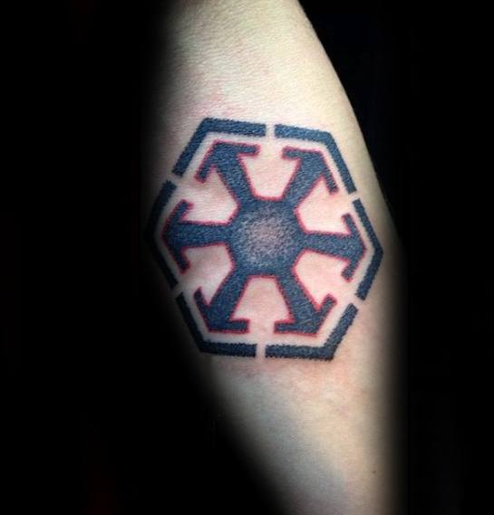 Red And Black Ink Dotwork Mens Sith Symbol Tattoo Ideas