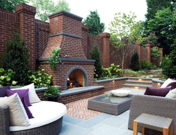 Red Brick Patio Fireplace Home Designs
