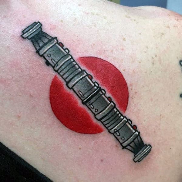 Red Circle Lightsaber Mens Small Tattoo Ideas