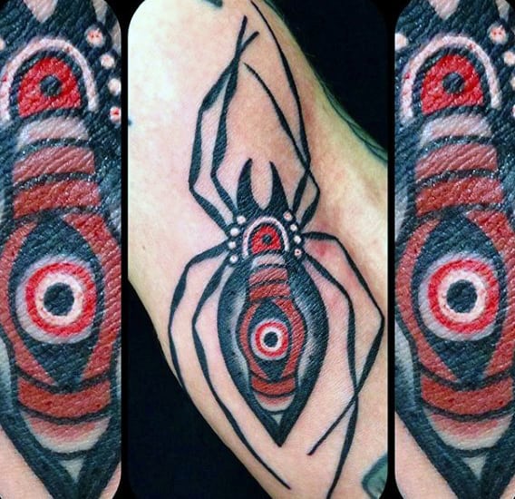 Red Eyed Spider Tattoo For Men Legs