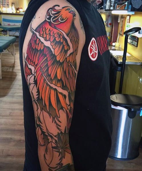 Red Phoenix Tattoo Designs For Men