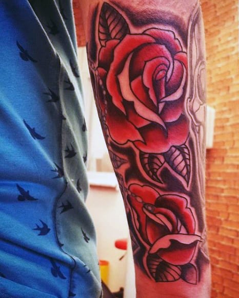 Red Rose Flower Tattoos For Men