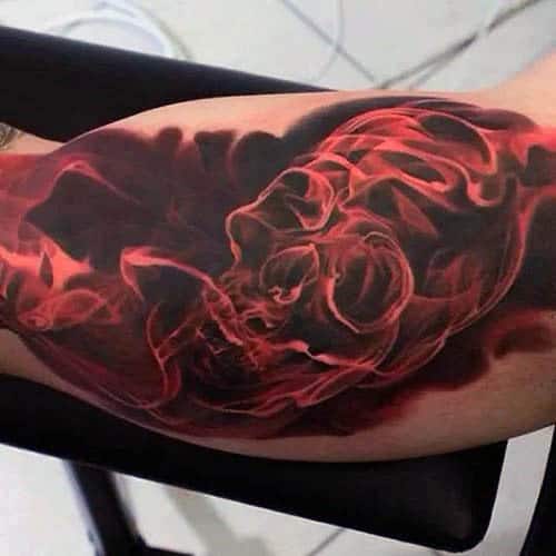 Red Smoke Skulls Tattoo For Guys