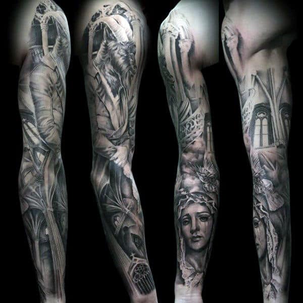 Religious Sleeve Male Virgin Mary Tattoo Inspiration