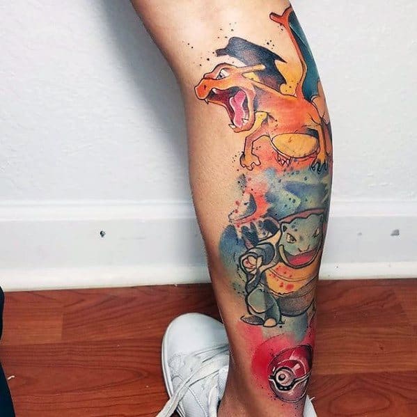 Remarkable Blastoise Pokemon Leg Tattoos For Males
