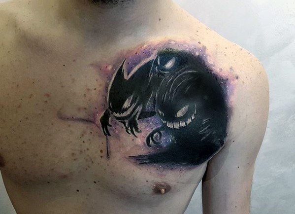 Remarkable Gengar Tattoos For Males On Upper Chset
