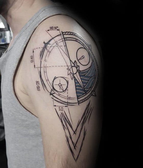 Remarkable Geometric Compass Arm Tattoos For Males