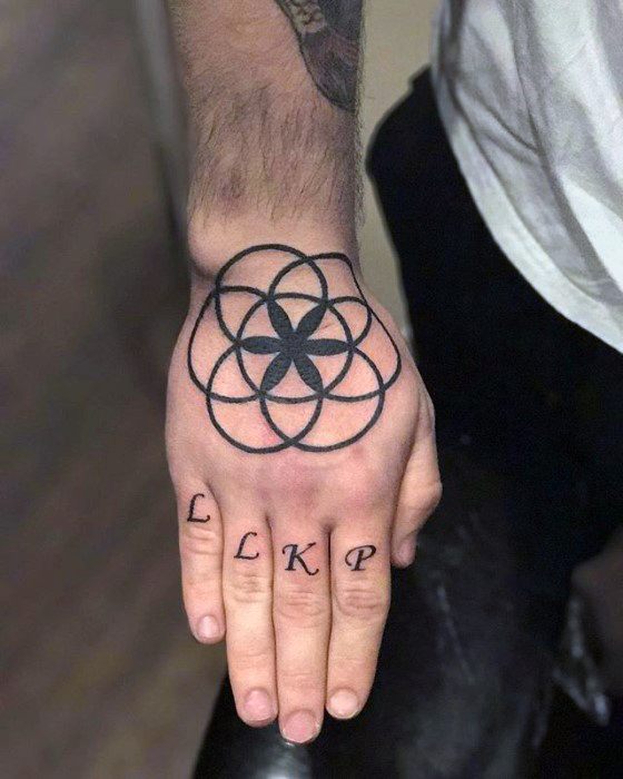 Remarkable Geometric Flower Of Life Sacred Geometry Hand Tattoos For Males