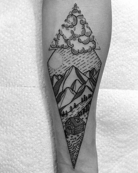 Remarkable Geometric Mountain Tattoos For Males