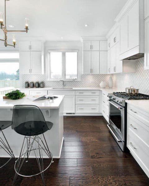 wood and white kitchen