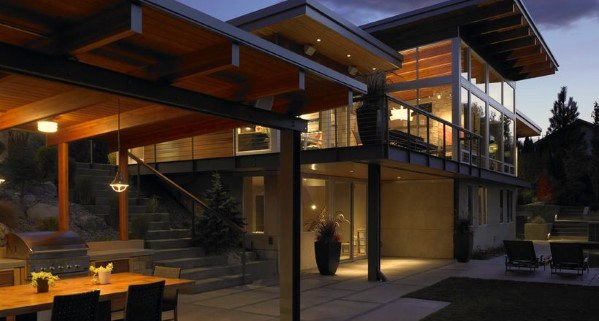 luxury home with pergola roof