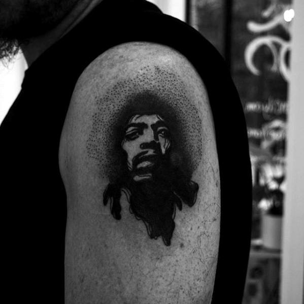 Remarkable Jimi Hendrix Small Upper Arm Tattoos For Males