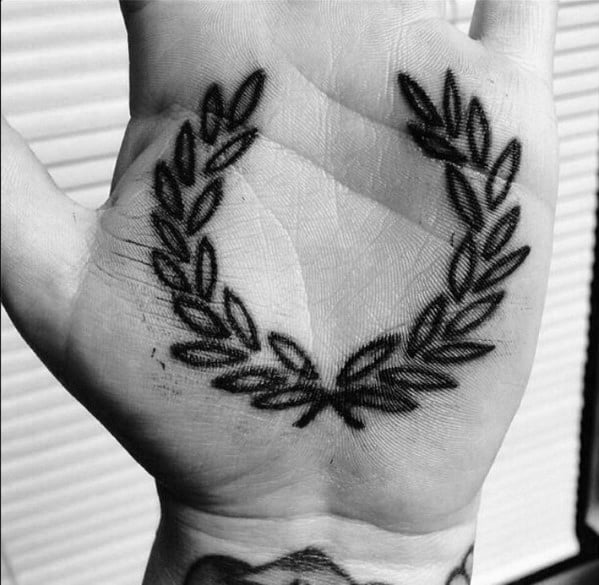 Remarkable Laurel Wreath Tattoos For Males On Palm